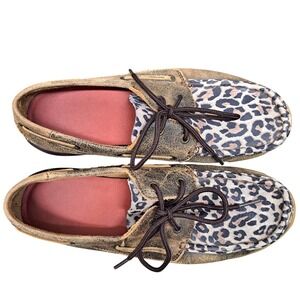 Twisted X Leopard Print Moc Toe Driving Moccasins Loafers Women's 8M WDM0057